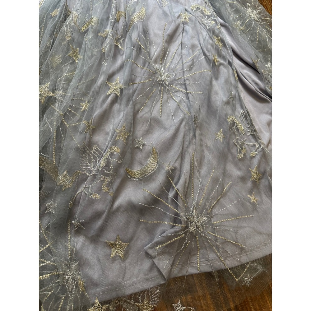 Stardust by The Oblong Box Shop Celestial Tulle Midi Dress Blue Silver Star Smal - Picture 9 of 13
